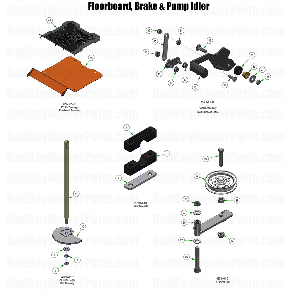 2025 ZT Avenger - Floorboard, Brake & Pump Idler